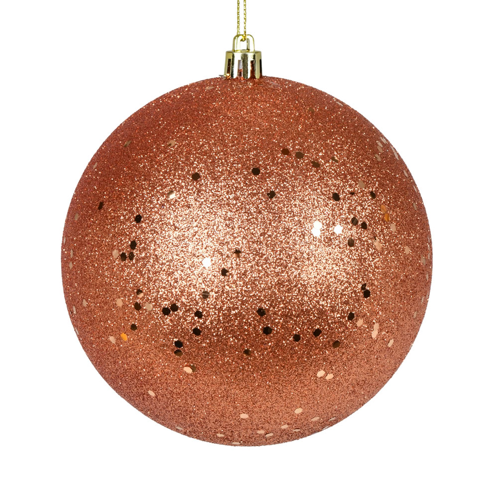 10 Inch Coral Sequin Christmas Ball Ornament with Drilled Cap