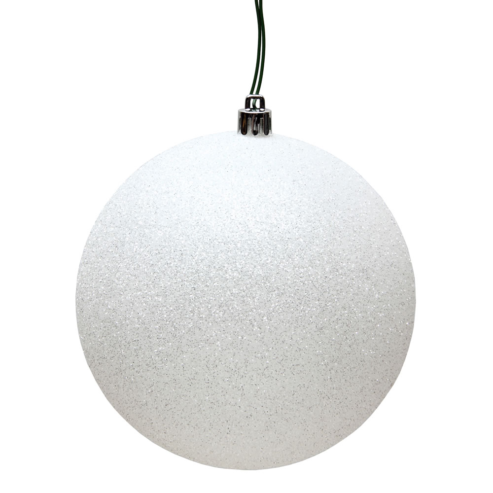 Christmastopia.com 12 Inch White Glitter Round Christmas Ball Ornament Shatterproof UV