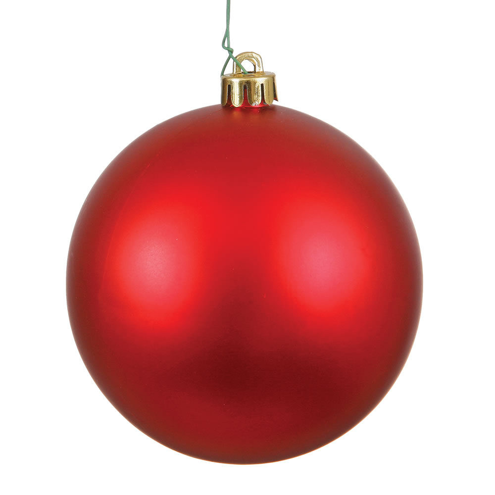 12 Inch Red Matte Round Christmas Ball Ornament Shatterproof UV