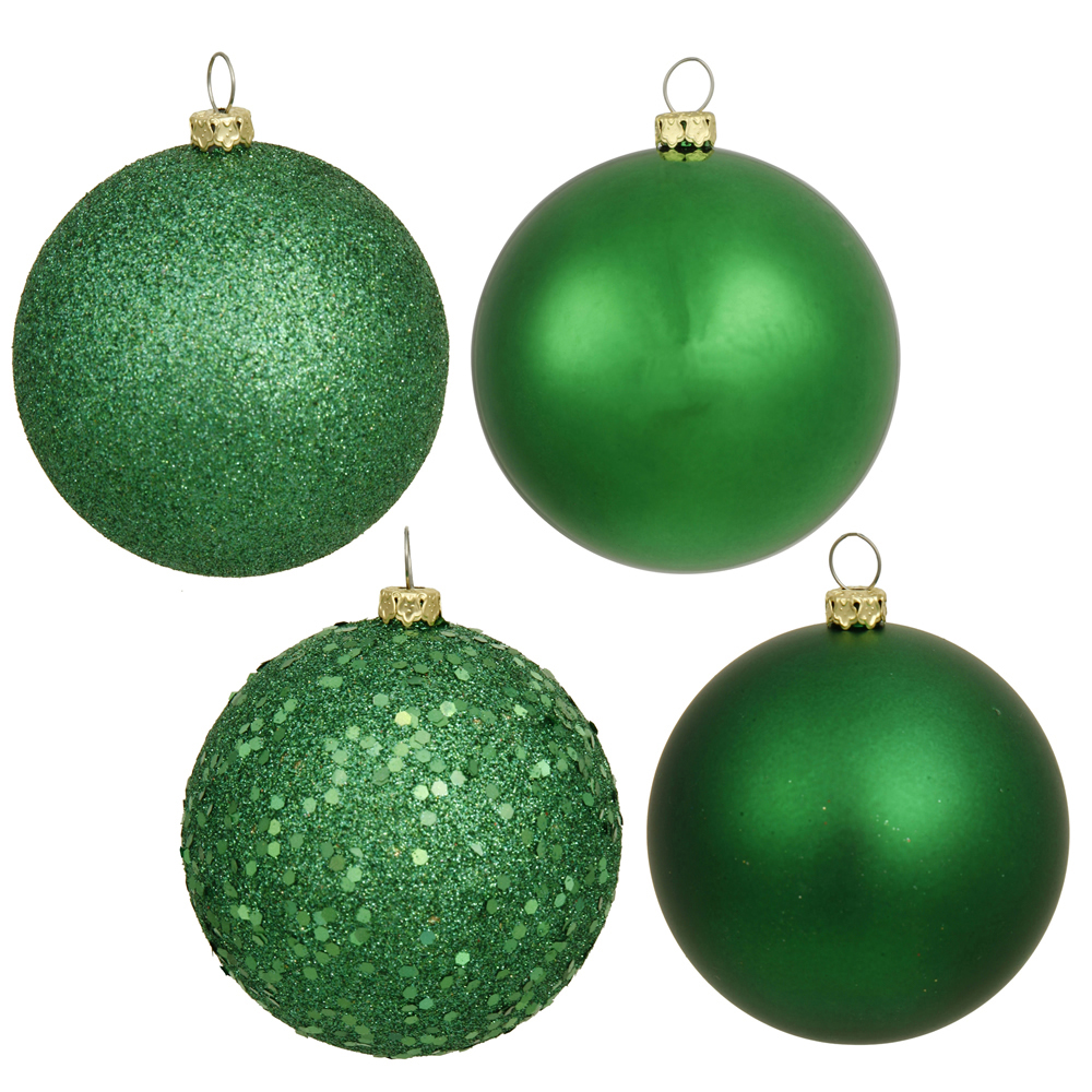 Christmastopia.com 12 Inch Green Round Christmas Ball Ornament Shatterproof Set of 4 Assorted Finishes