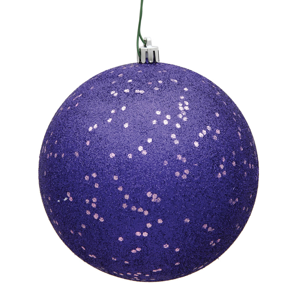 12 Inch Purple Sequin Round Christmas Ball Ornament Shatterproof UV