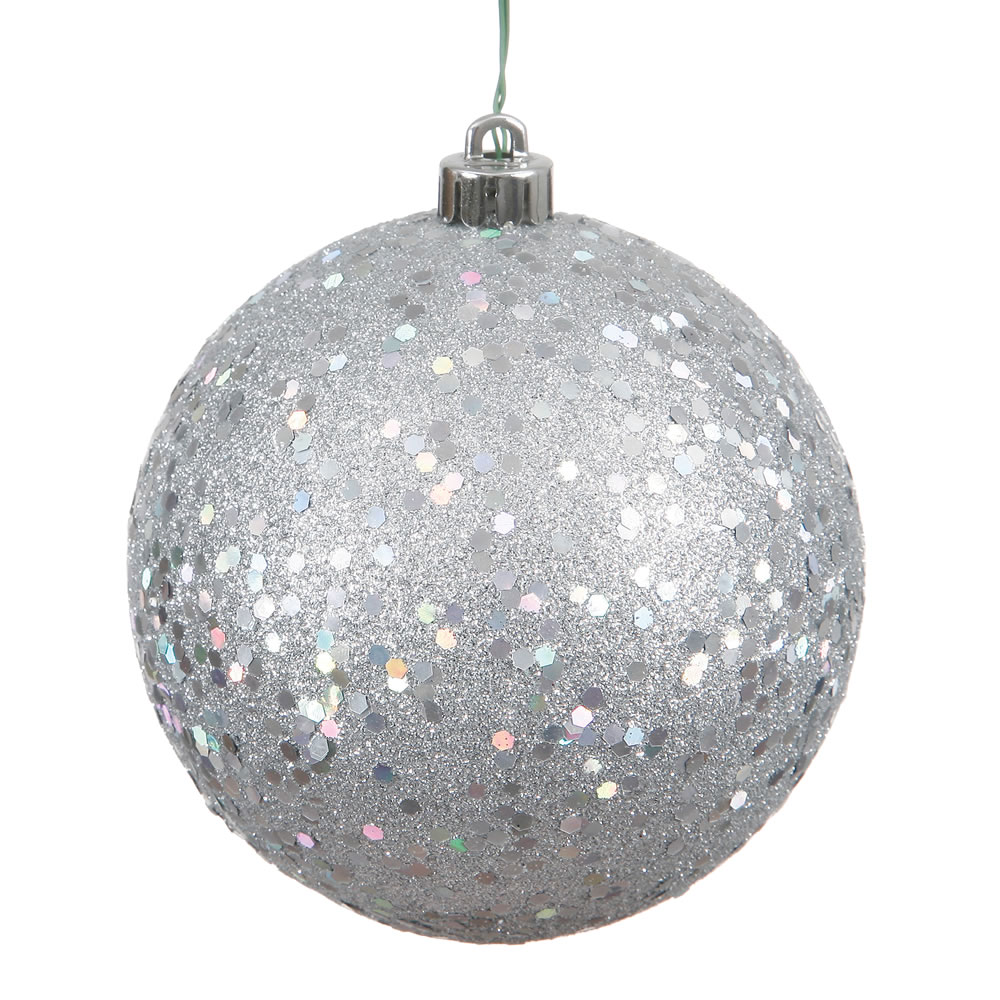 Christmastopia.com 12 Inch Silver Sequin Round Christmas Ball Ornament Shatterproof UV