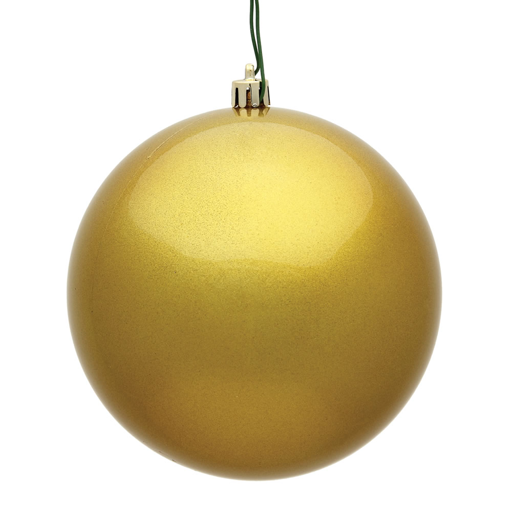 12 Inch Golden Candy Round Christmas Ball Ornament Shatterproof UV