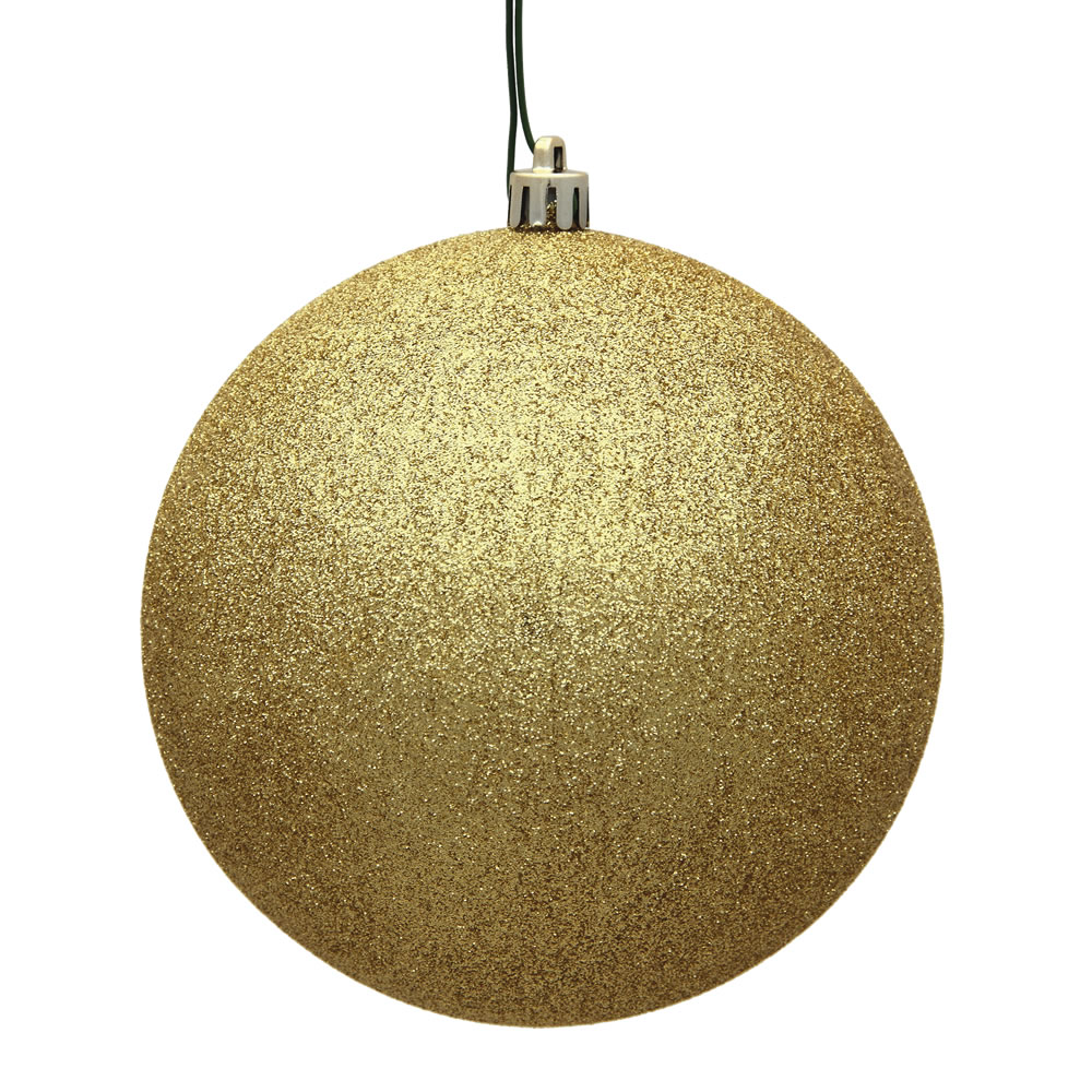 Christmastopia.com 12 Inch Golden Glitter Round Christmas Ball Ornament Shatterproof UV