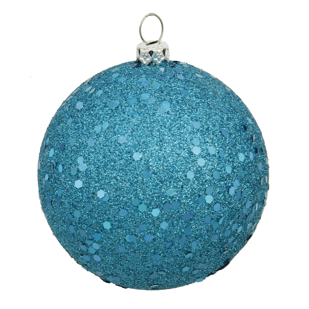 12 Inch Turquoise Sequin Round Shatterproof UV Christmas Ball Ornament