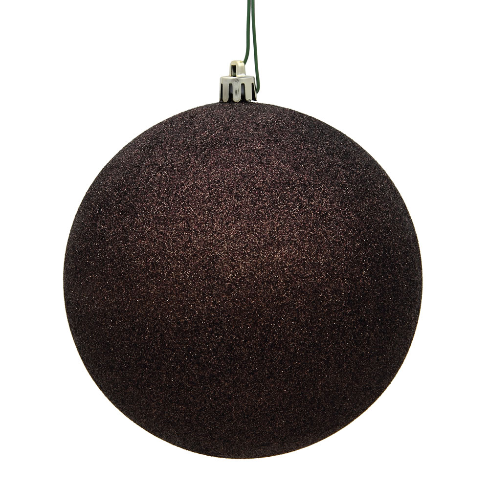 12 Inch Chocolate Glitter Round Shatterproof UV Christmas Ball Ornament