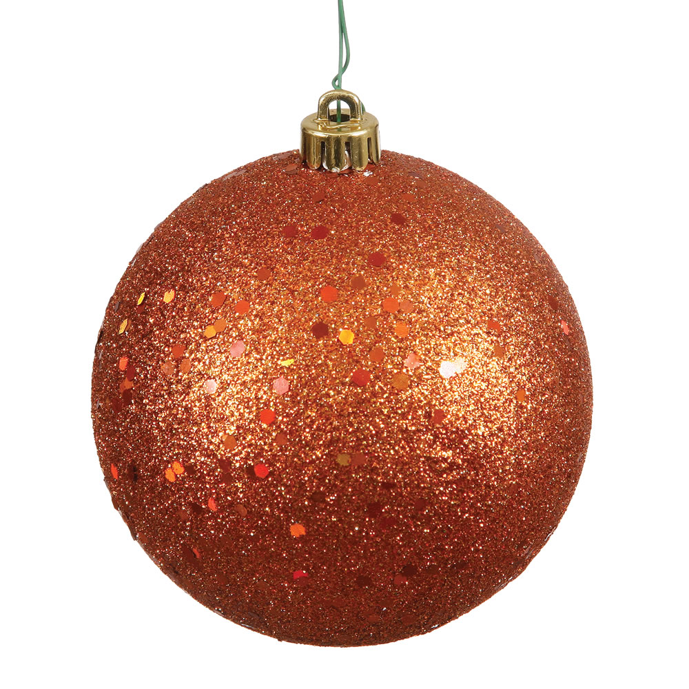 12 Inch Burnish Orange Sequin Round Shatterproof UV Christmas Ball Ornament