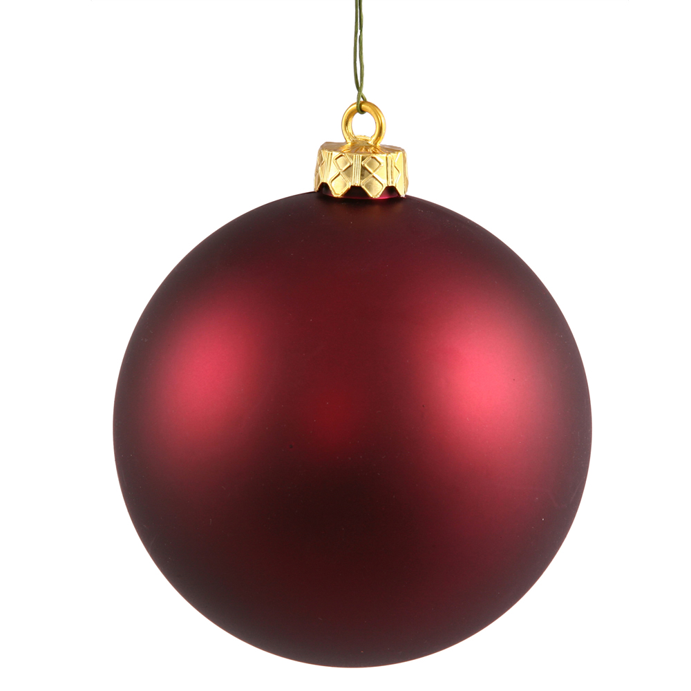 12 Inch Wine Matte Round Shatterproof UV Christmas Ball Ornament