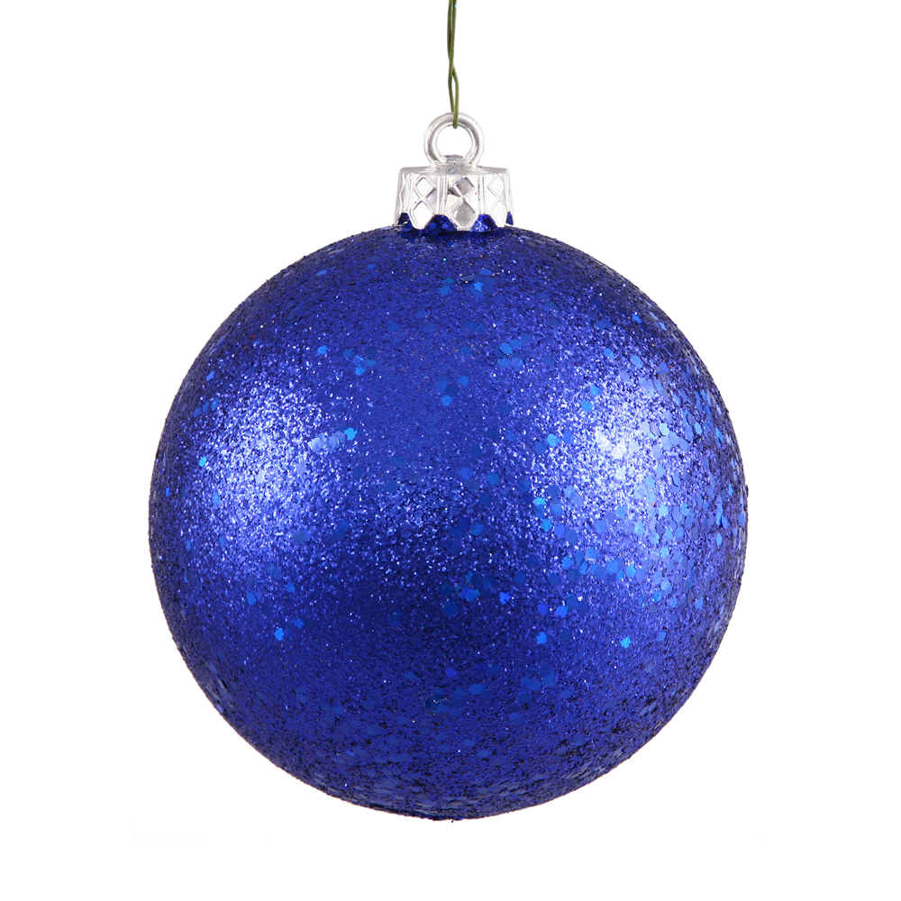 12 Inch Cobalt Blue Sequin Christmas Ball Ornament with Drilled Cap