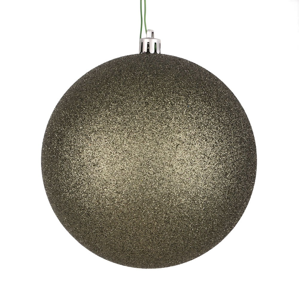 12 Inch Wrought Iron Glitter Christmas Ball Ornament with Drilled Cap