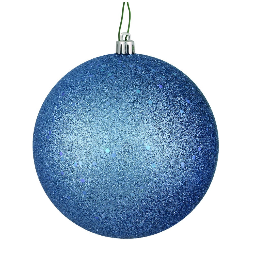 12 Inch Periwinkle Sequin Christmas Ball Ornament with Drilled Cap
