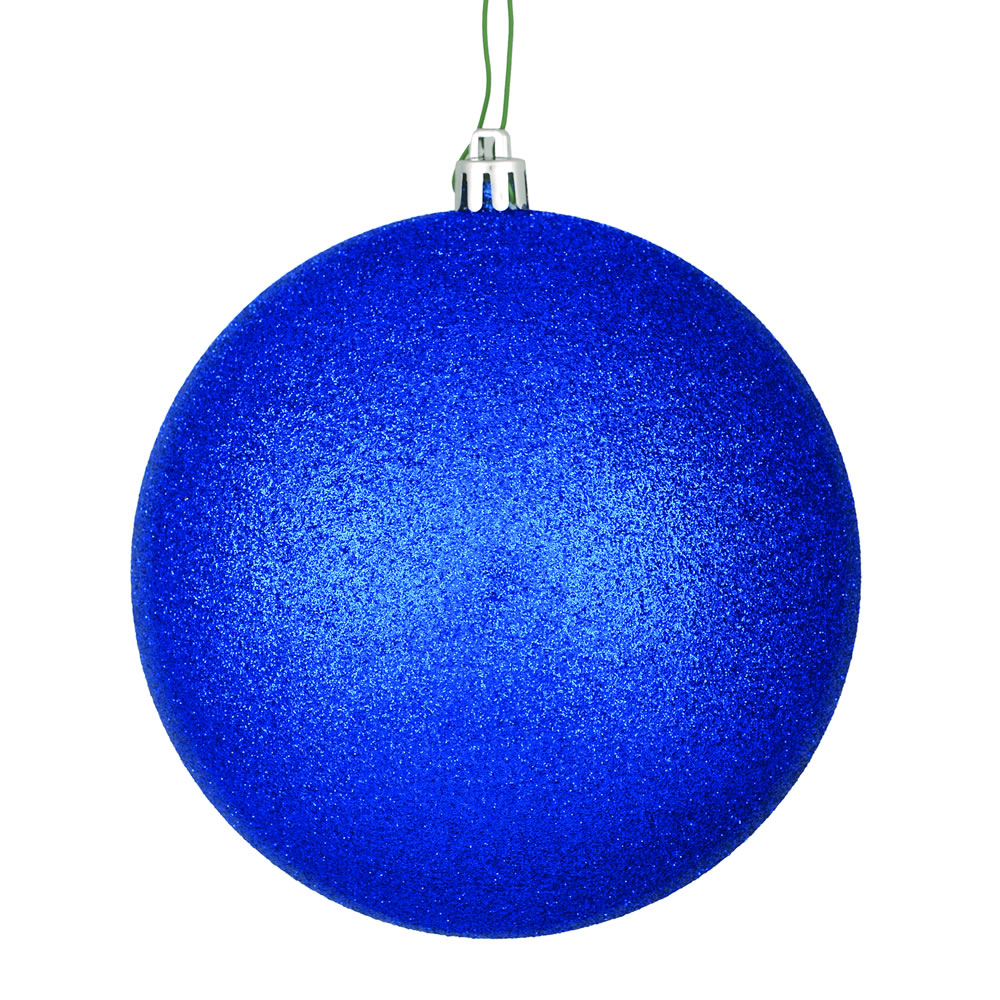 Christmastopia.com - 12 Inch Midnight Blue Glitter Christmas Ball Ornament with Drilled Cap