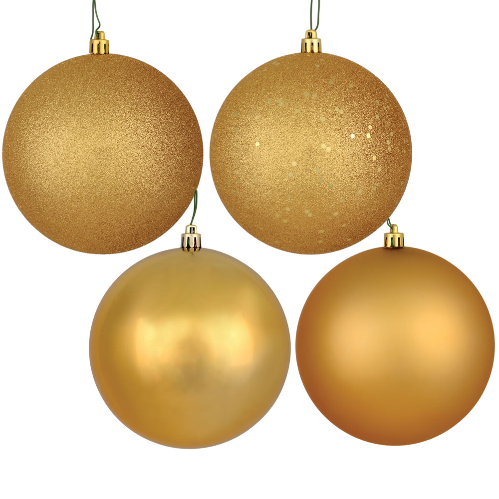 Christmastopia.com 12 Inch Copper Gold Round Christmas Ball Ornament Shatterproof Set of 4 Assorted Finishes