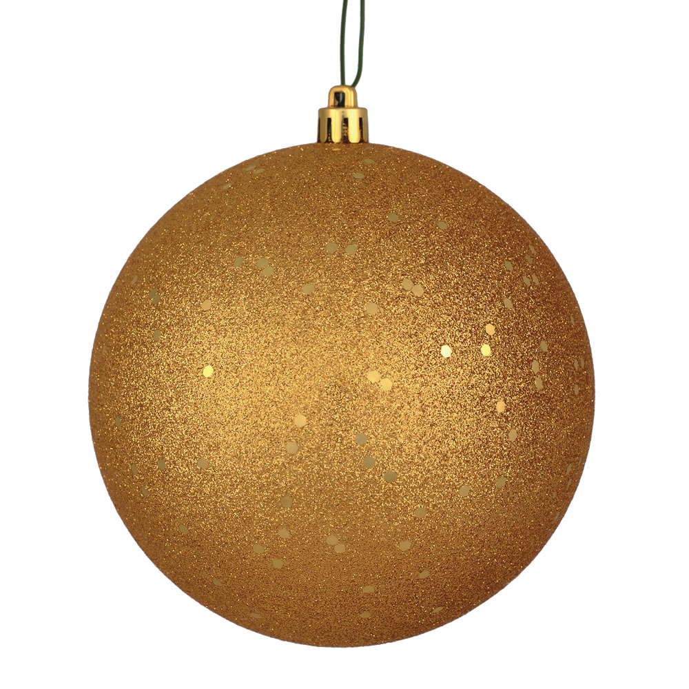 12 Inch Copper Gold Sequin Christmas Ball Ornament with Drilled Cap