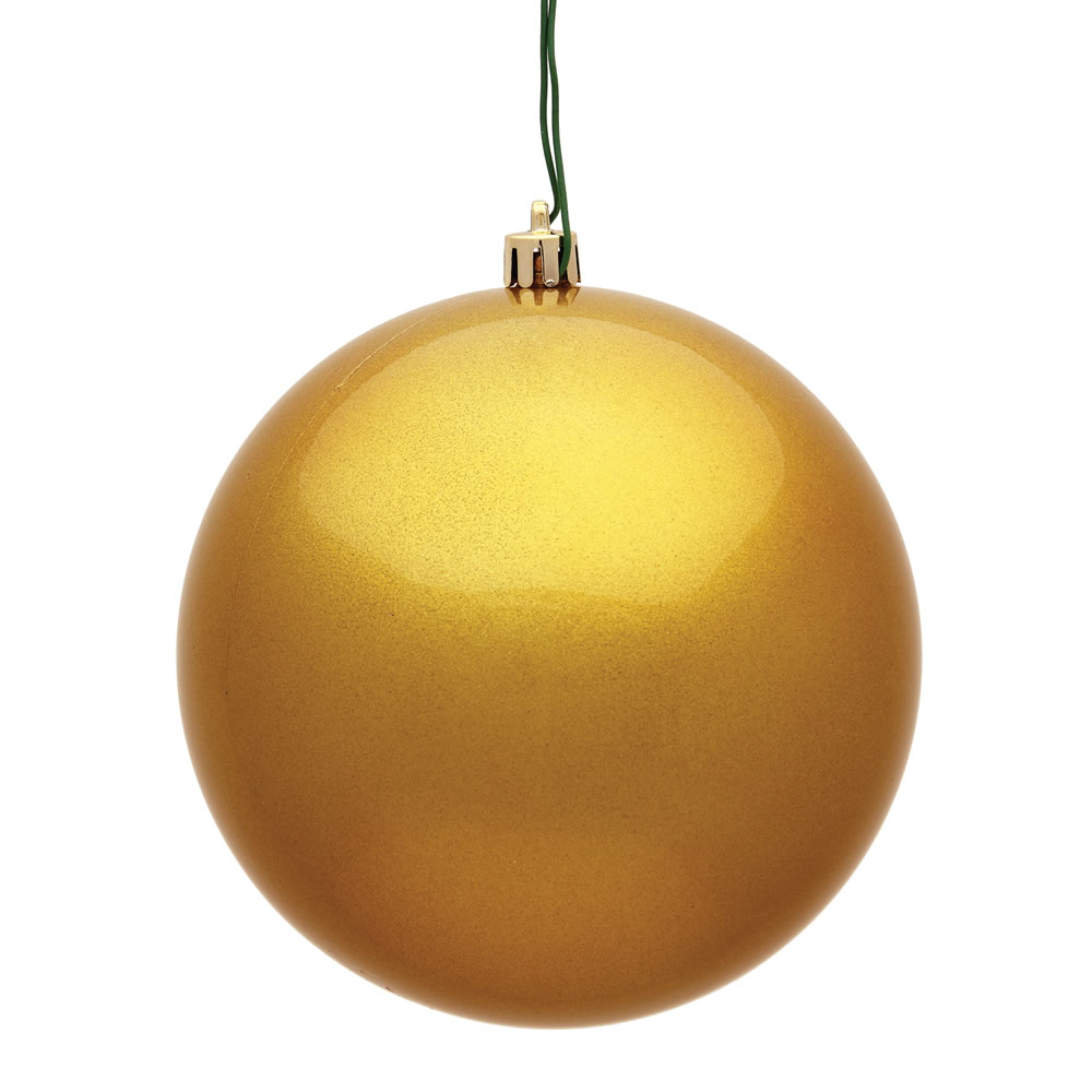12 Inch Honey Gold Candy Round Christmas Ball Ornament Shatterproof UV