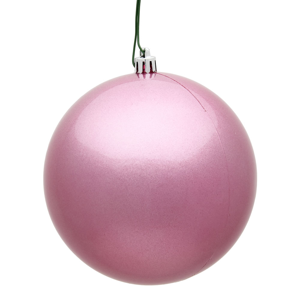 12 Inch Pink Candy Round Christmas Ball Ornament Shatterproof UV