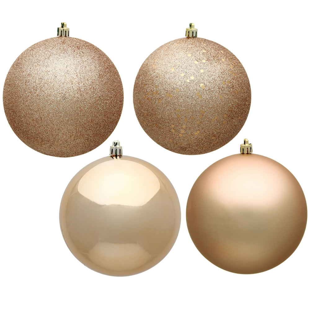 Christmastopia.com 12 Inch Cafe Latte Round Christmas Ball Ornament Shatterproof Set of 4 Assorted Finishes