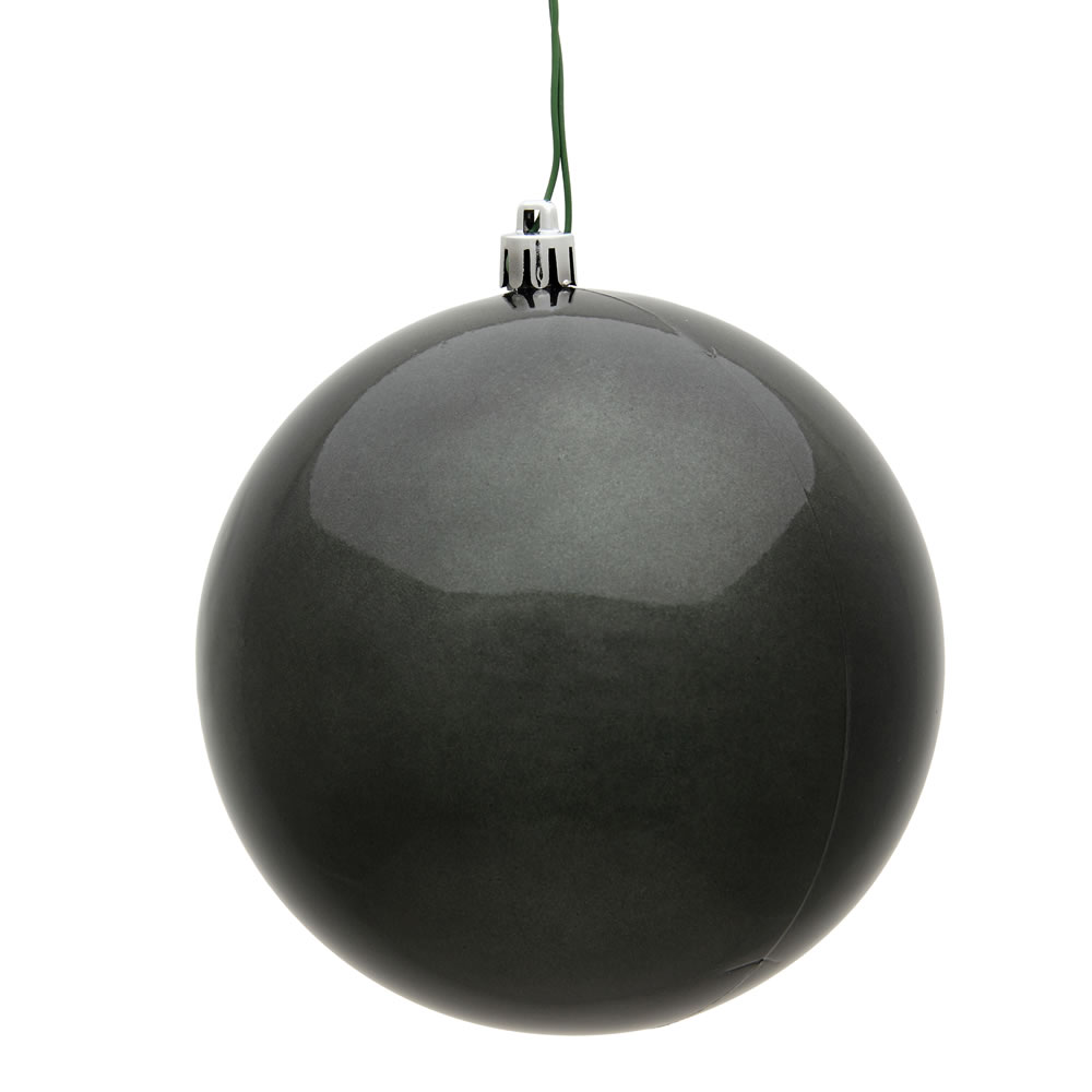 12 Inch Pewter Candy Round Christmas Ball Ornament Shatterproof UV