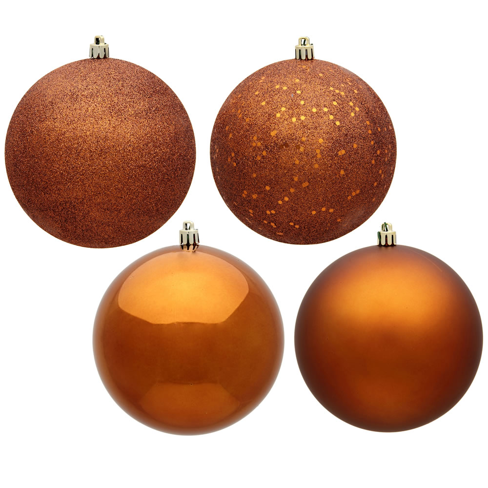 Christmastopia.com 12 Inch Copper Round Christmas Ball Ornament Shatterproof Set of 4 Assorted Finishes