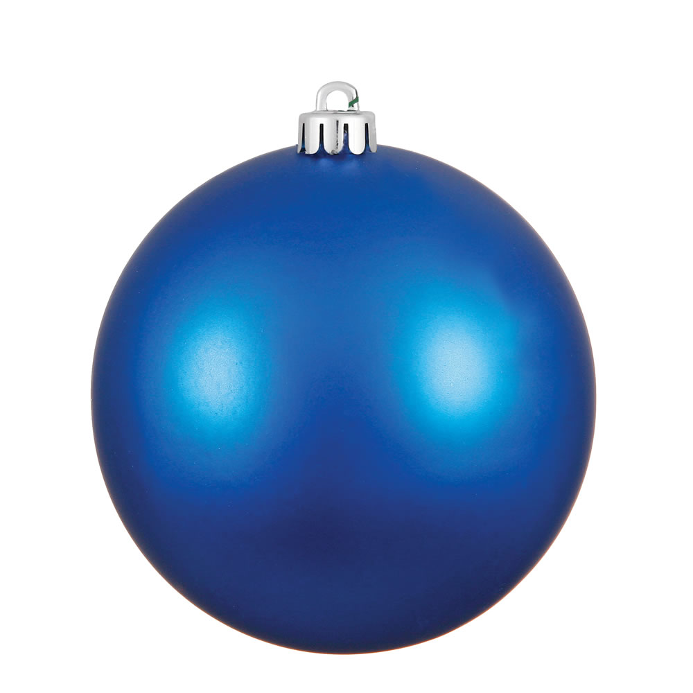 15.75 Inch Blue Matte Christmas Ball Ornament with Drilled Cap and UV Treated