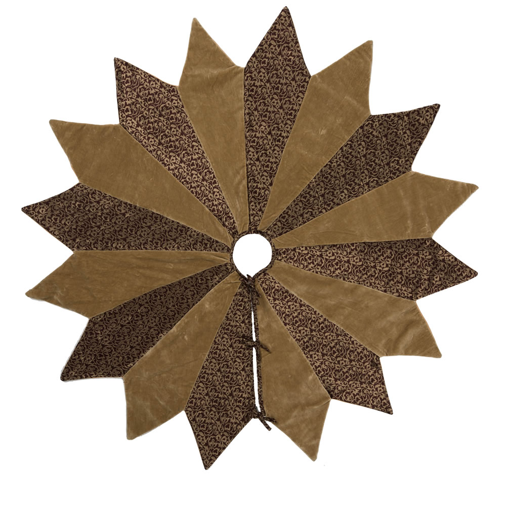 60 Inch Brown Woven Brocade and Plush Velvet Brilliance Decorative Christmas Tree Skirt