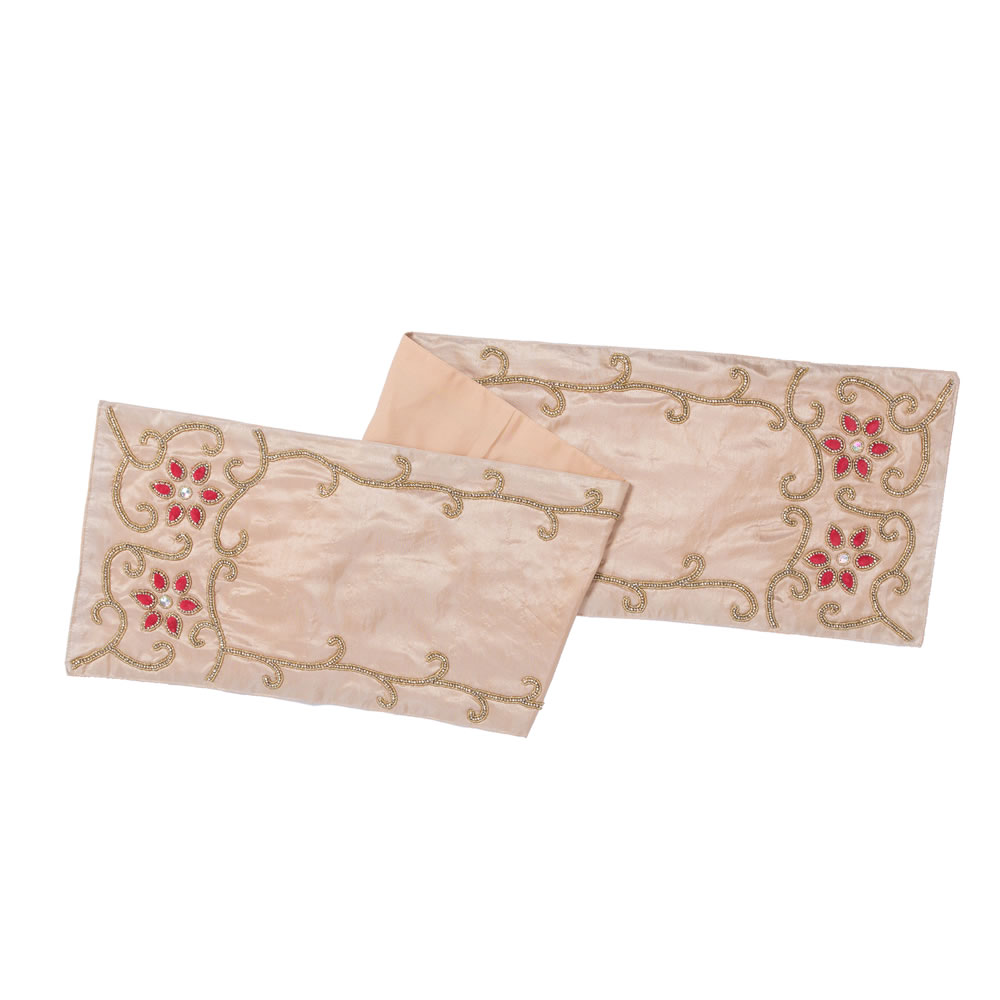 90 Inch Champagne Polysilk Dupioni Wine Cotton Regal Decorative Christmas Table Runner