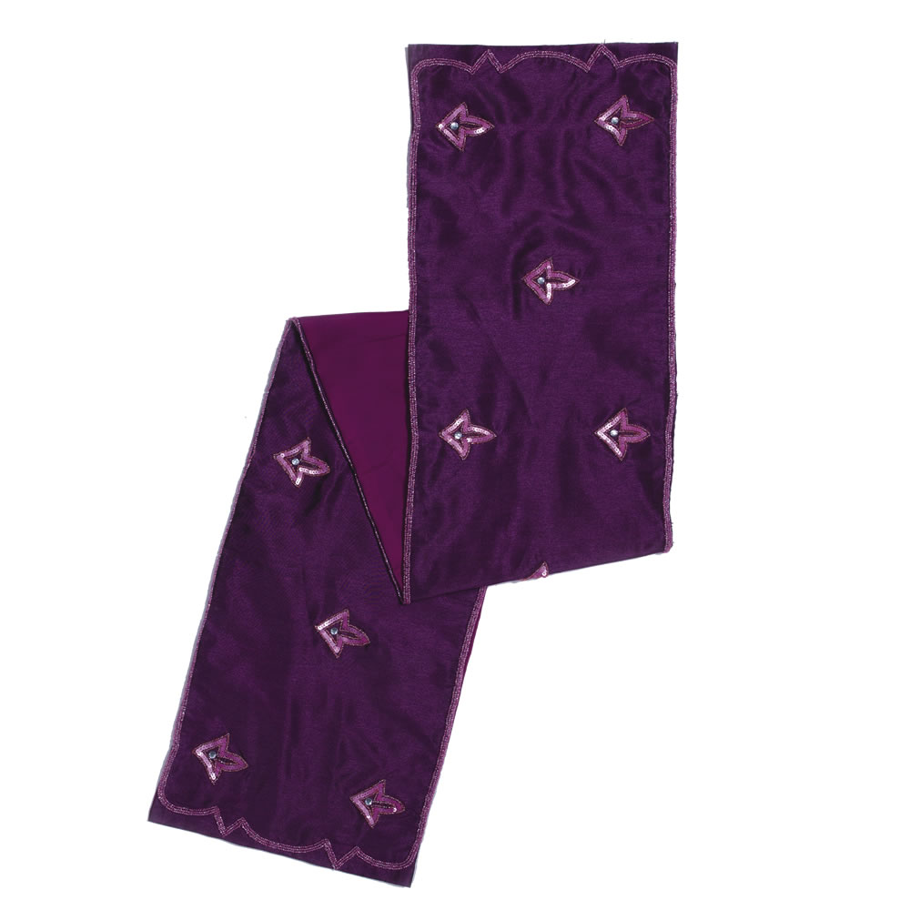 60 Inch Purple Polysilk Dupioni Crystal Sequin Romance Decorative Christmas Table Runner