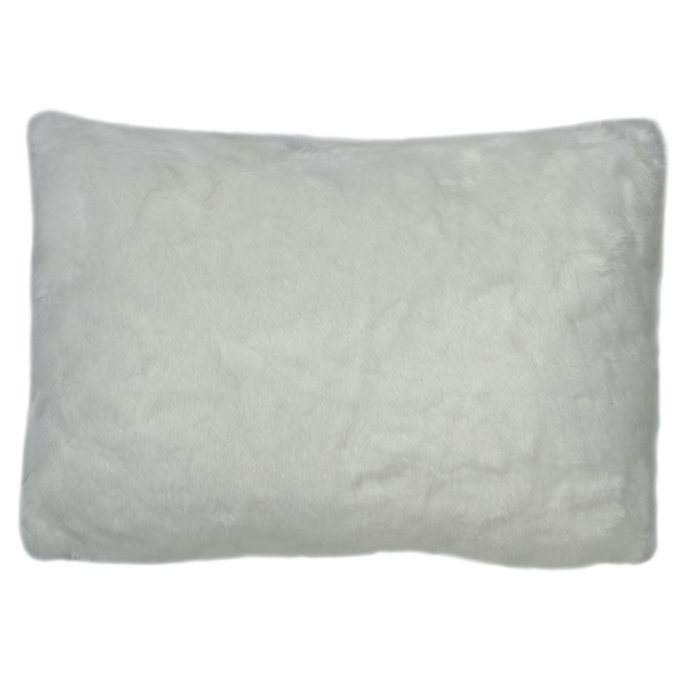 14 Inch Snow White Faux Fur Snow Fox Decorative Christmas Pillow