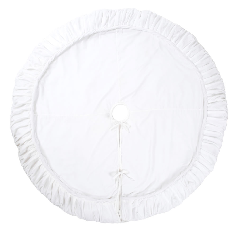 72 Inch White Velvet Elegant Sheen Plush Decorative Christmas Tree Skirt