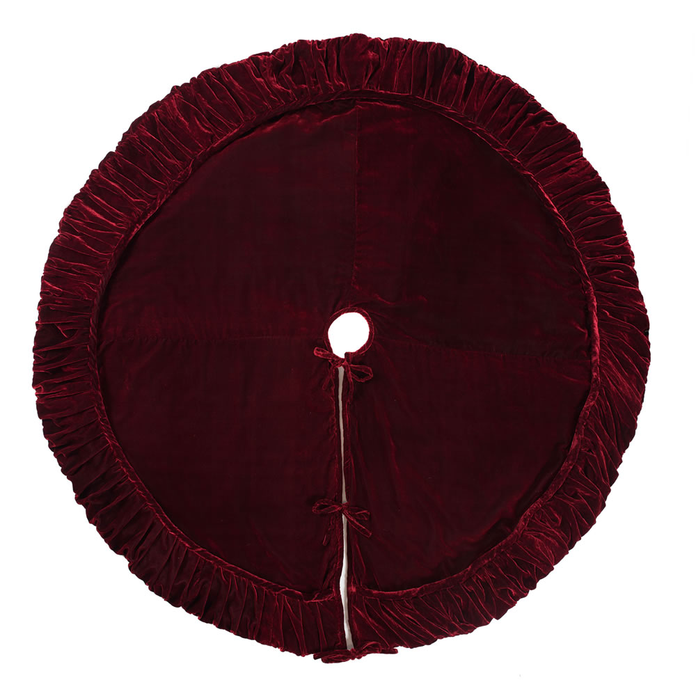 72 Inch Burgundy With Elegant Sheen Plush Wine Velvet Decorative Christmas Tree Skirt