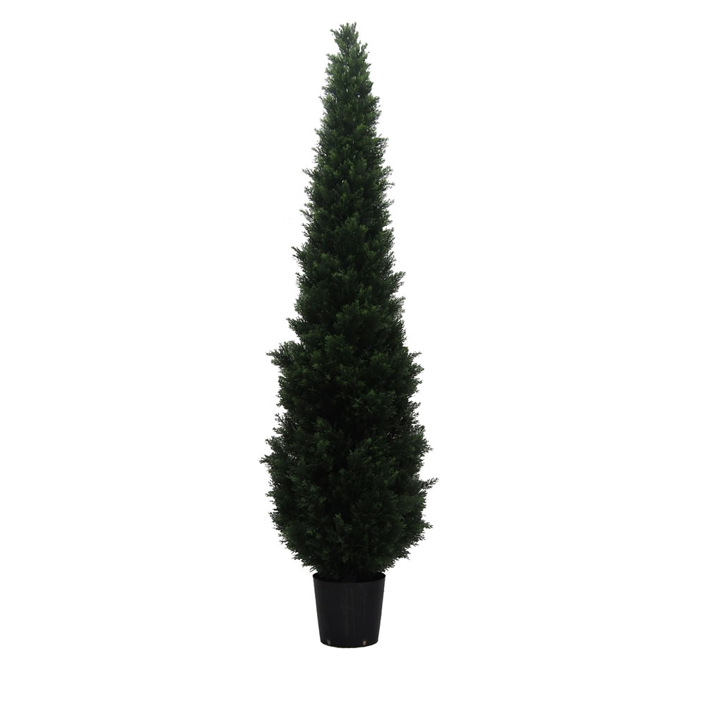 8 Foot Green Cedar Artificial Potted Christmas Tree Unlit