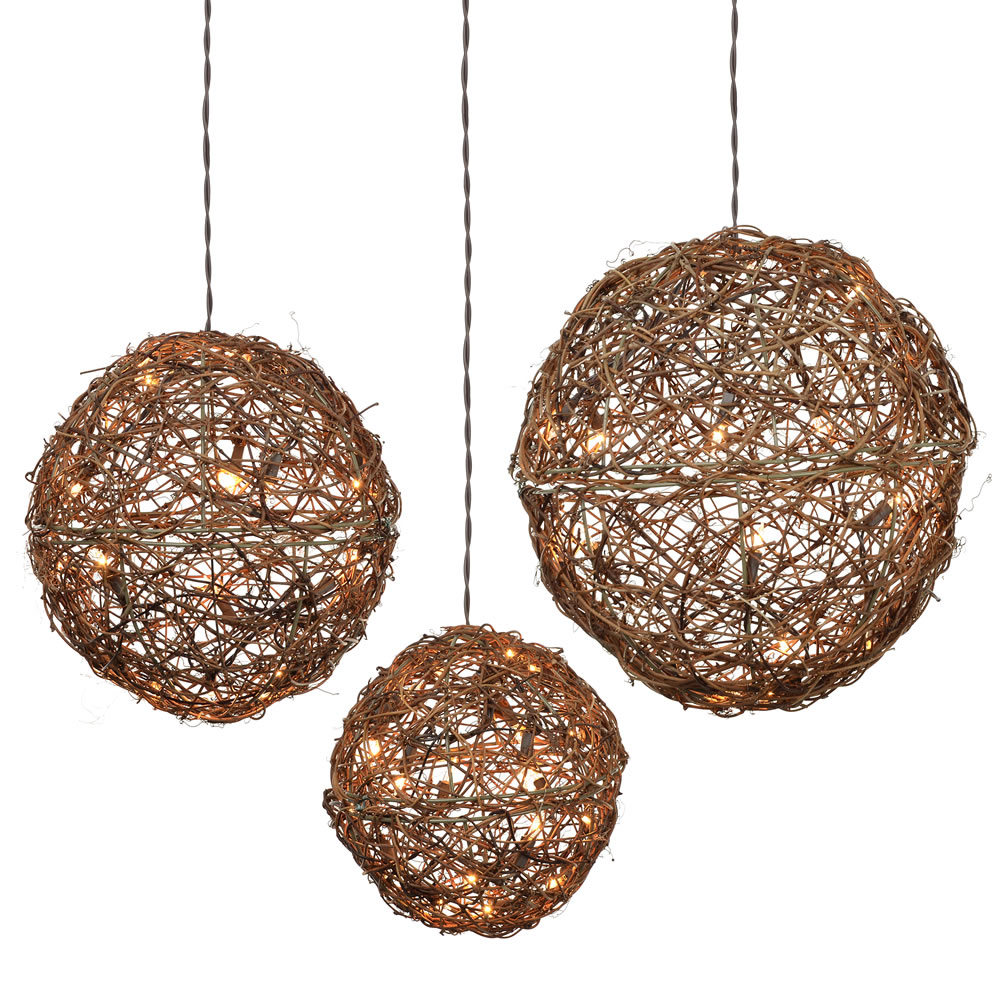 Christmastopia.com 60 Incandescent Clear Rattan Ball 3 Piece Lights Set