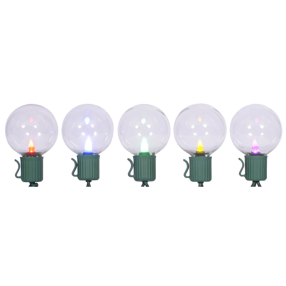 10 LED Multi Color 40 Globe Lights Green Wire