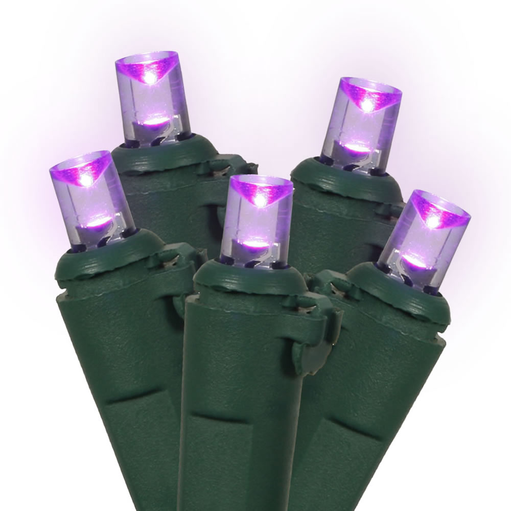 120 LED Wide Angle Purple Christmas Light Set Green Wire