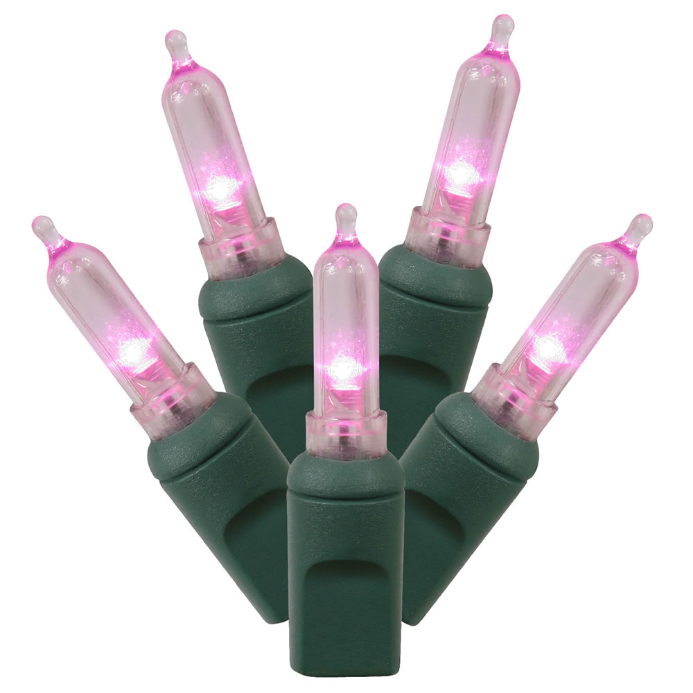 Christmastopia.com 100 Commercial Grade LED Italian M5 Smooth Pink Christmas Mini Light Set Green Wire
