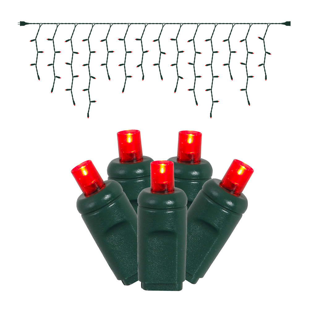 Christmastopia.com 70 LED Wide Angle Icicle Red Christmas Light Set Green Wire