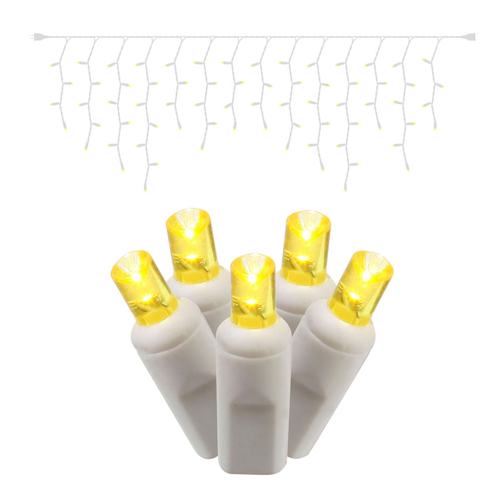 Christmastopia.com - 70 LED 5MM Yellow Wide Angle Icicle Easter Lights White Wire