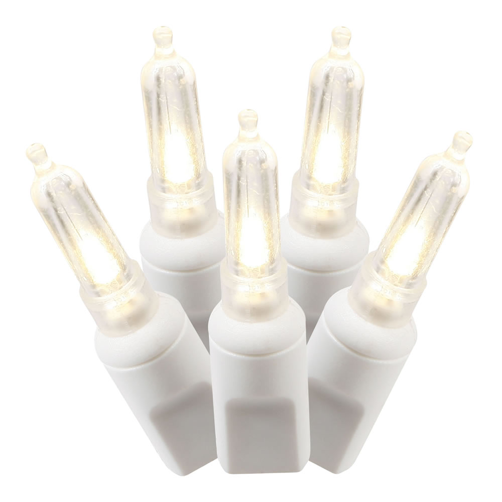 50 Commercial Grade LED Italian M5 Smooth Warm White Wedding Mini Light Set White Wire