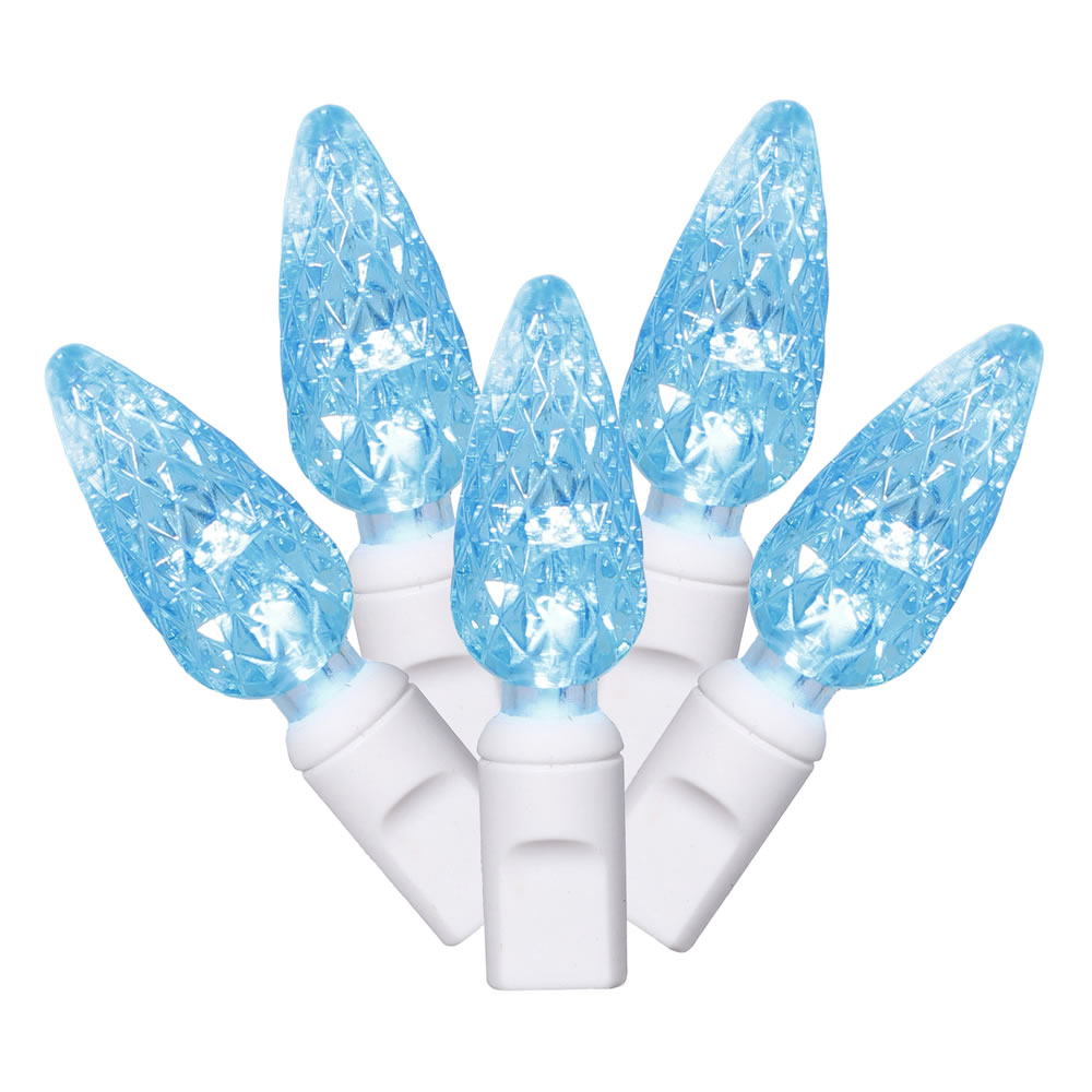 Christmastopia.com 50 Commercial Grade LED C6 Strawberry Faceted Teal Easter Light Set White Wire