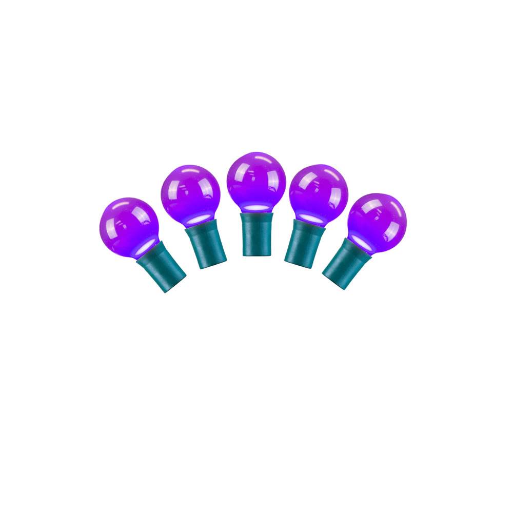25 LED G30 Globe Purple Ceramic Halloween Light Set Green Wire