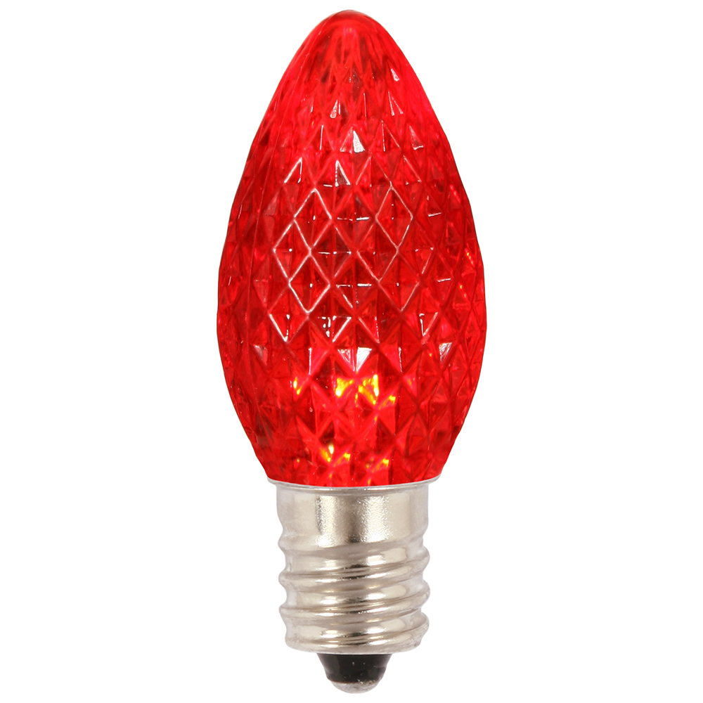 25 LED C7 Red Faceted Retrofit Night Light Christmas Replacement Bulbs