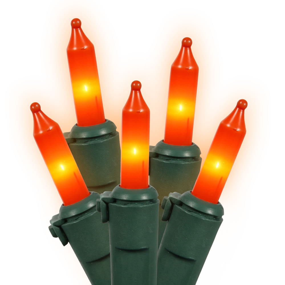 Christmastopia.com 100 Commercial Quality Incandescent Mini Orange Christmas Light Set Green Wire