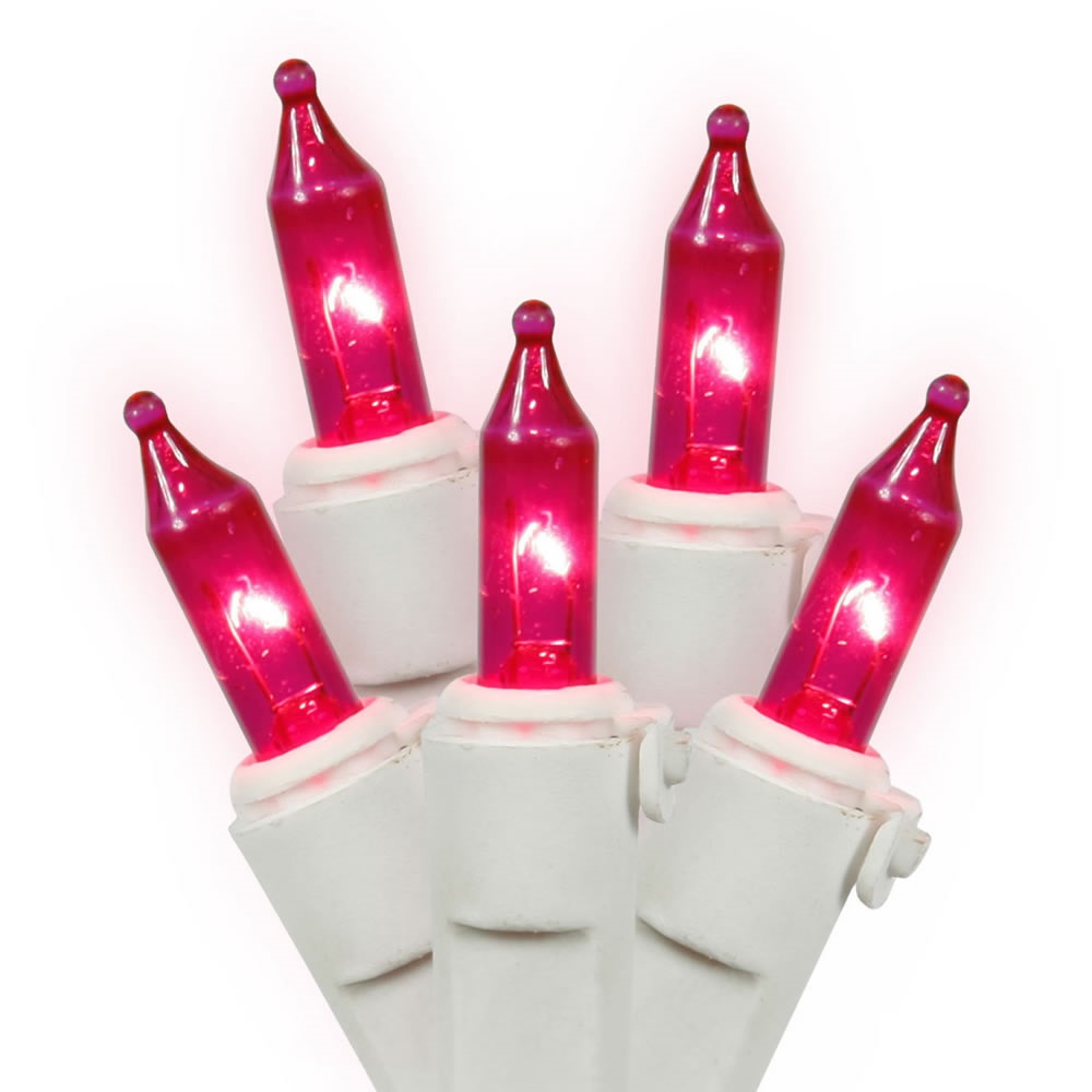Christmastopia.com 50 Pink Mini Incandescent Easter Light Set White Wire 5.5 Inch Spacing