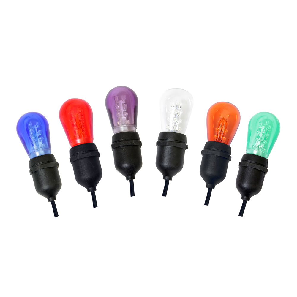 12 LED S14 Patio Transparent Multi Color Christmas Light Set Black Wire