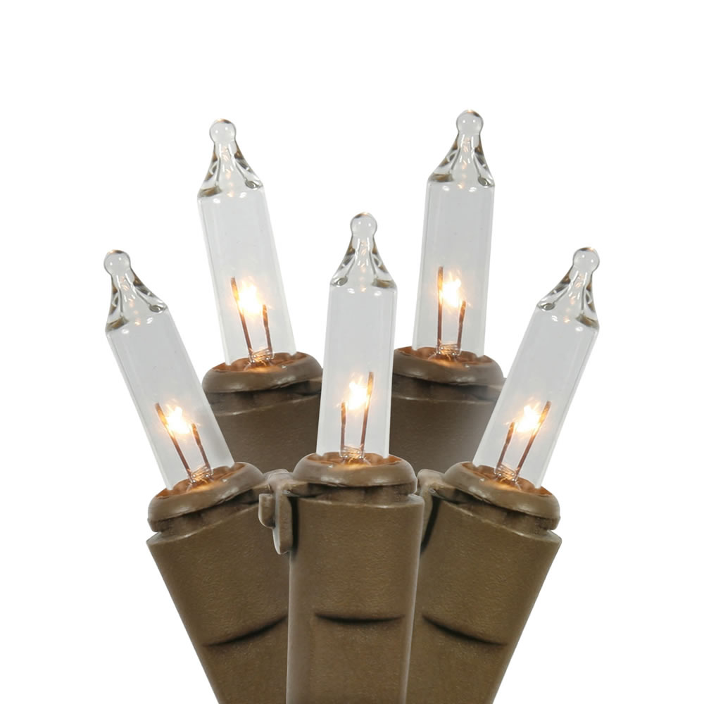 Christmastopia.com 20 Incandescent Clear Mini Christmas Light Set Brown Wire
