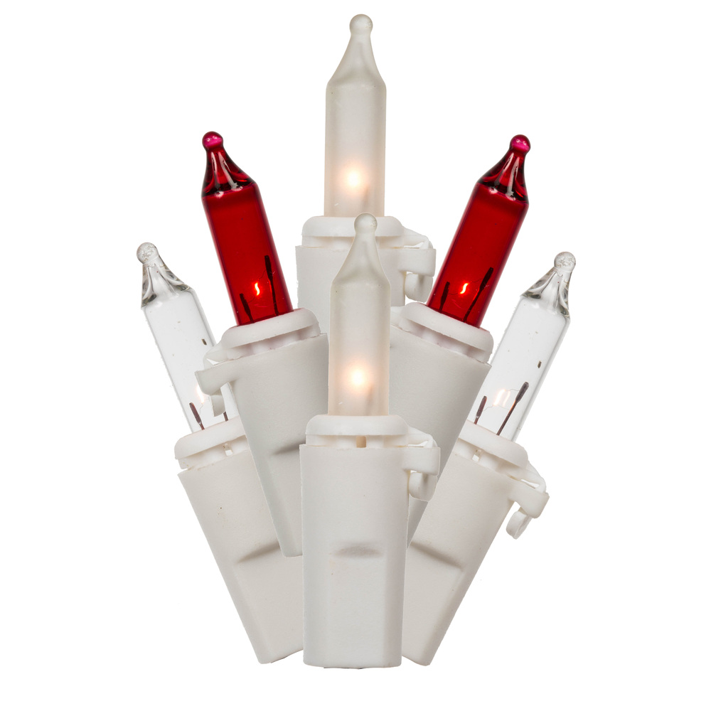 Christmastopia.com 100 Incandescent Mini Red White and Clear Valentine Light Set White Wire