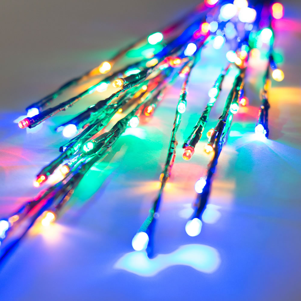 60 LED 5MM Wide Angle Multi Color Christmas Twig Lights Brown Wire - 3 per Set