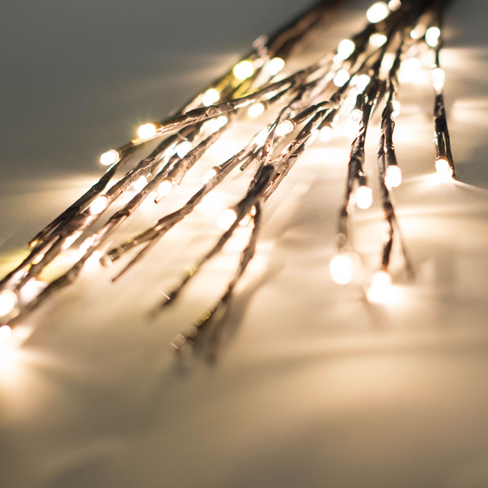 60 LED 5MM Wide Angle Warm White Christmas Twig Lights Brown Wire - 3 per Set