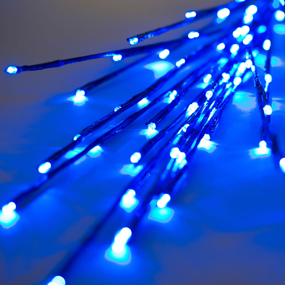 60 LED 5MM Wide Angle Blue Christmas Twig Lights Brown Wire - 3 per Set