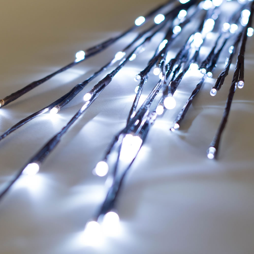 60 LED 5MM Wide Angle Cool White Christmas Twig Lights Brown Wire - 3 per Set
